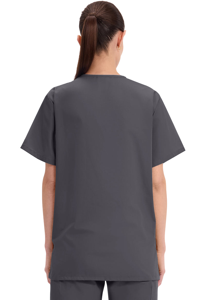 Pewter - Cherokee WW Originals Unisex Scrub Top - Back View