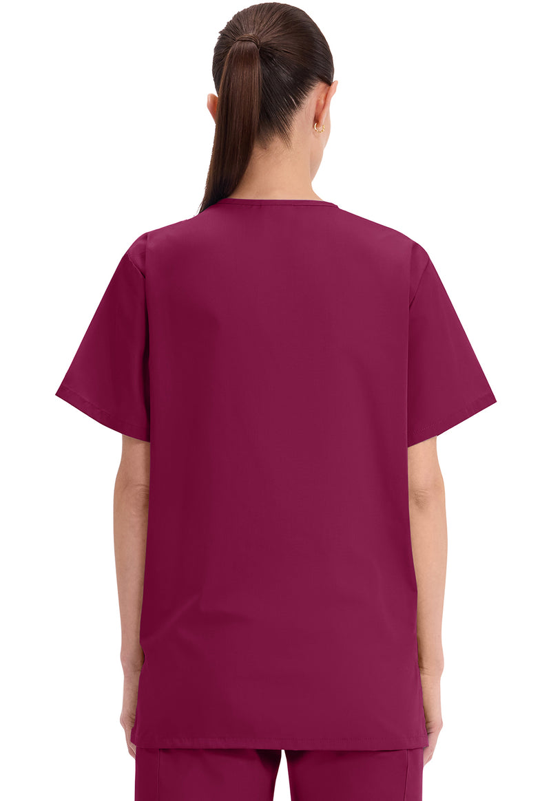 Wine - Cherokee WW Originals Unisex Scrub Top - Back View
