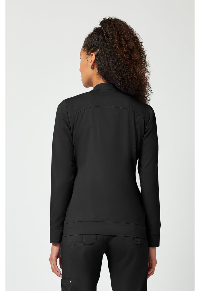 BLACK - Healing Hands Purple Label Women Scrub Jacket - Back View