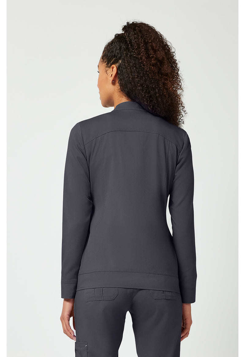 Pewter - Healing Hands Purple Label Women Scrub Jacket - Back View