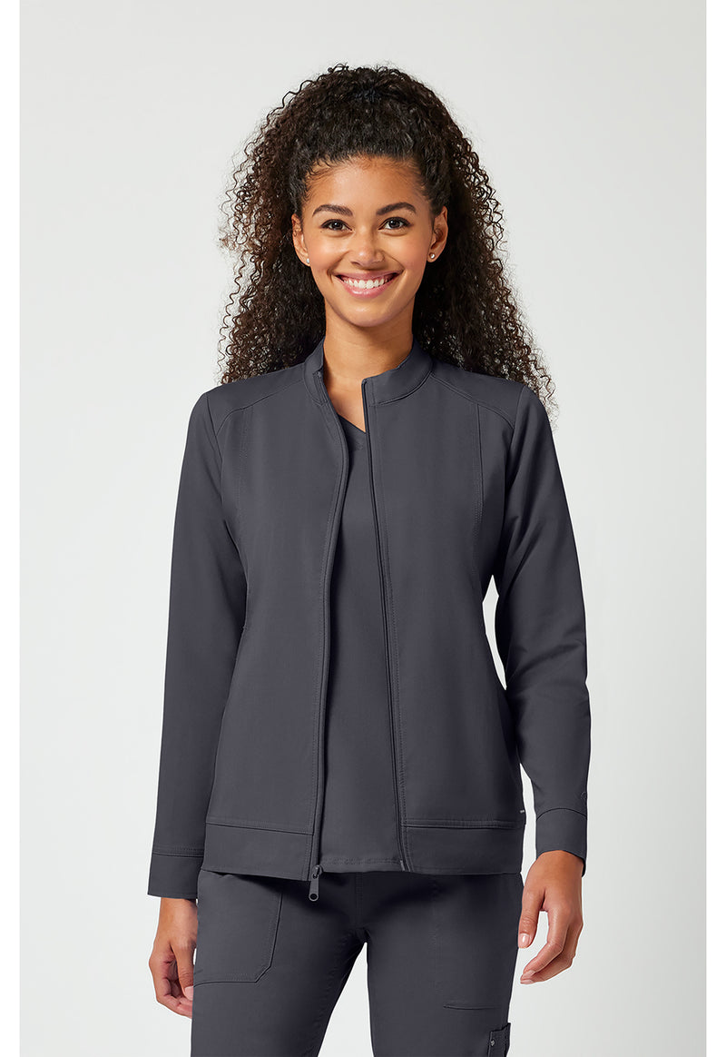 Pewter - Healing Hands Purple Label Women Scrub Jacket - Front View