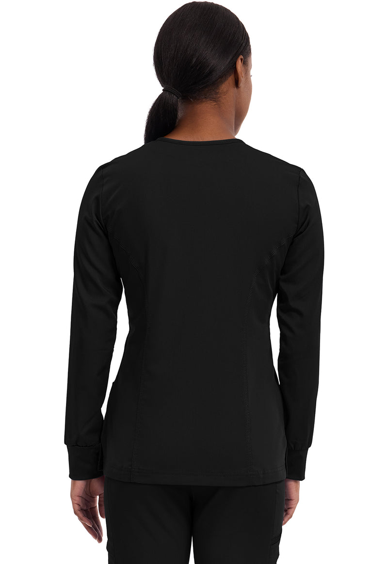 BLACK - Healing Hands Purple Label Women Scrub Jacket - Back View