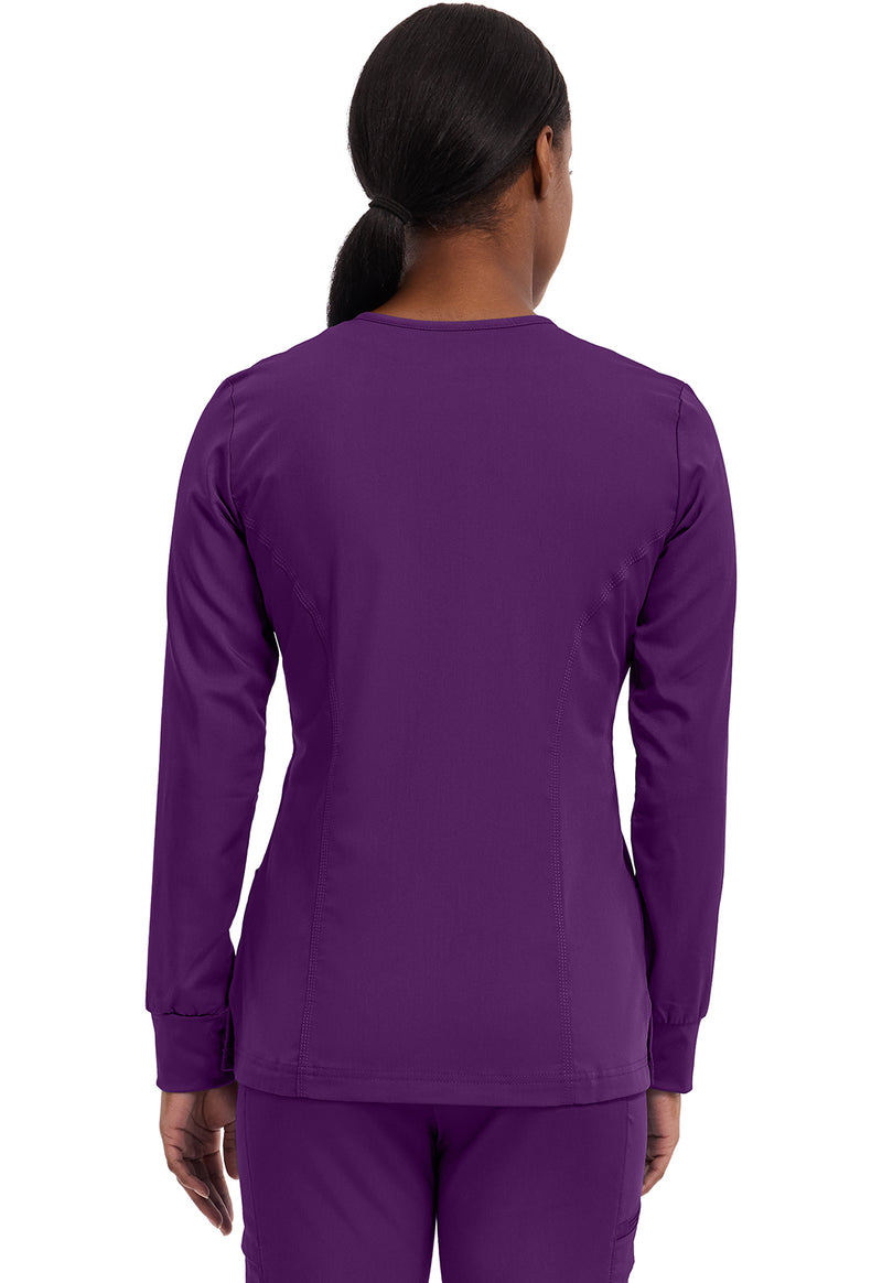 Eggplant - Healing Hands Purple Label Women Scrub Jacket - Back View