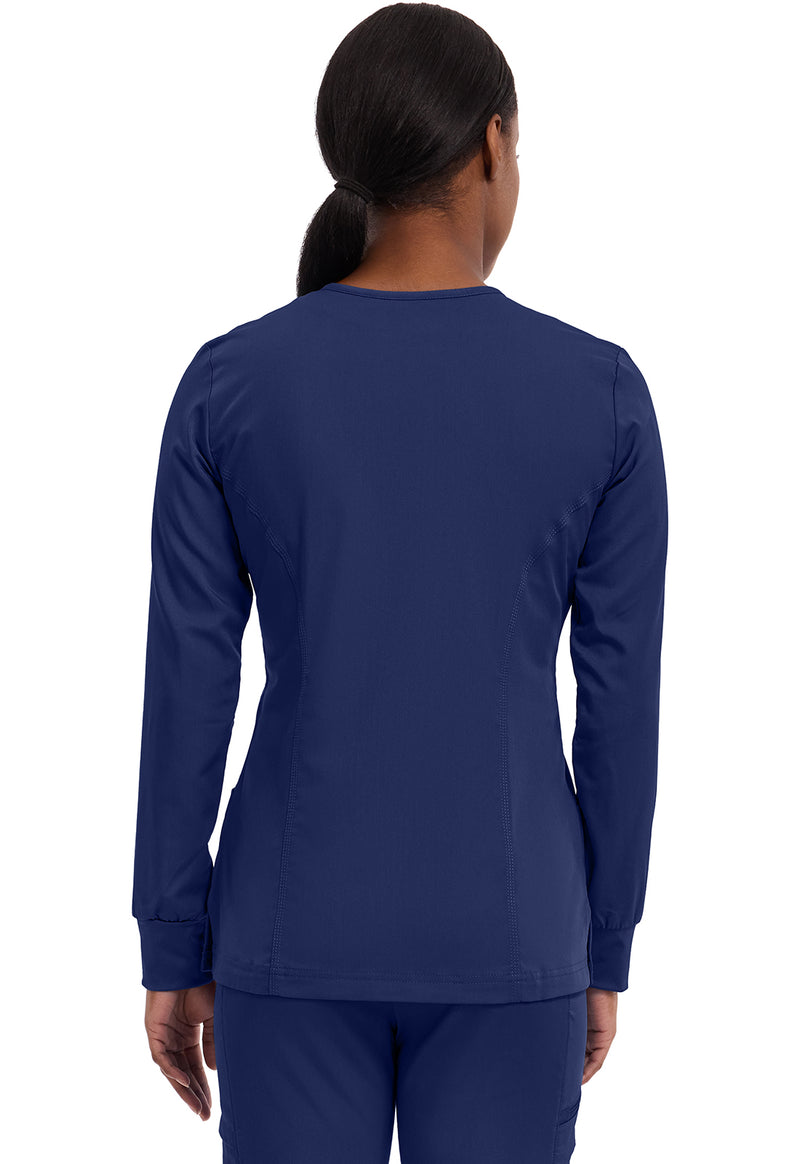 Navy - Healing Hands Purple Label Women Scrub Jacket - Back View