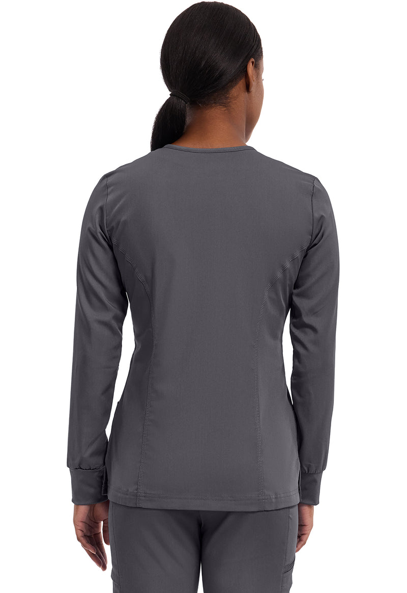 Pewter - Healing Hands Purple Label Women Scrub Jacket - Back View