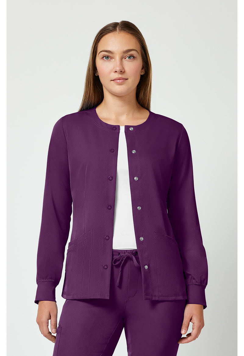 Eggplant - Healing Hands Works Women Scrub Jacket - Front View