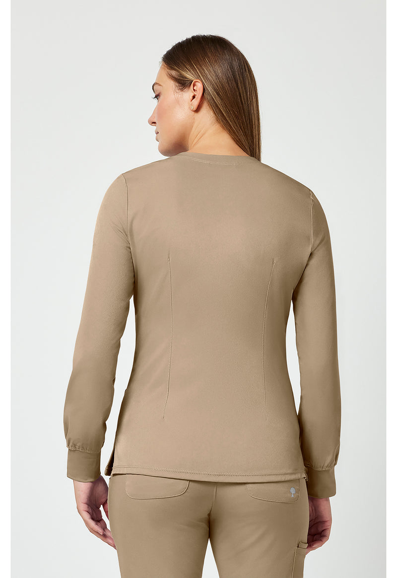 Khaki - Healing Hands Works Women Scrub Jacket - Back View