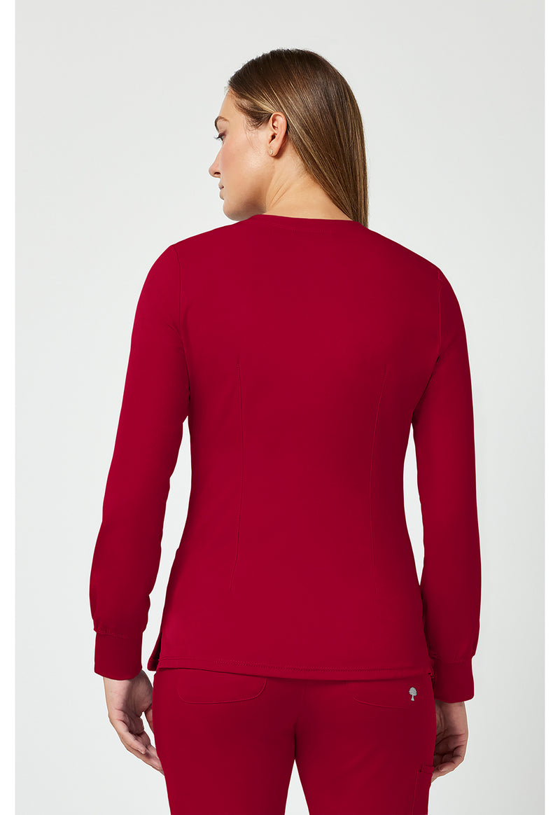 Red - Healing Hands Works Women Scrub Jacket - Back View