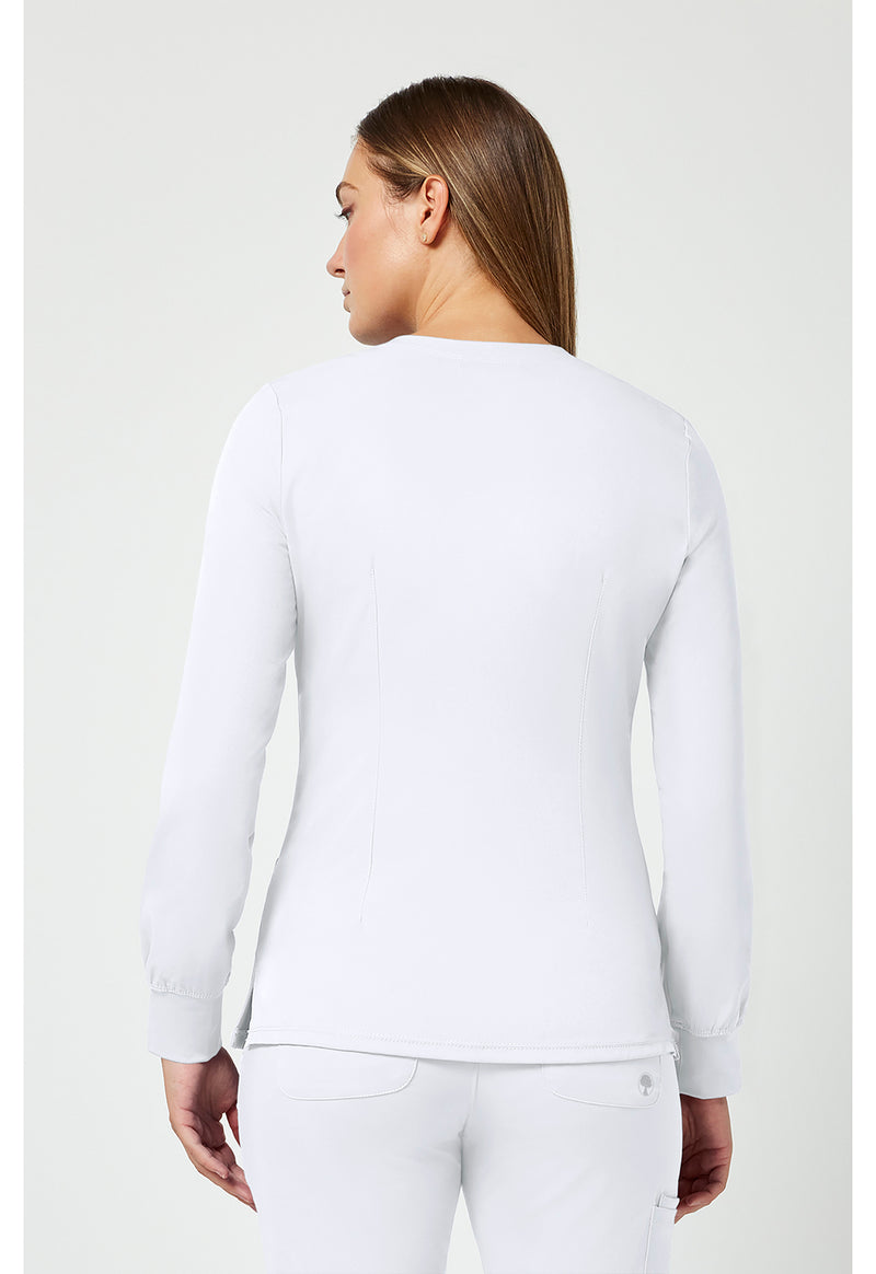 WHITE - Healing Hands Works Women Scrub Jacket - Back View
