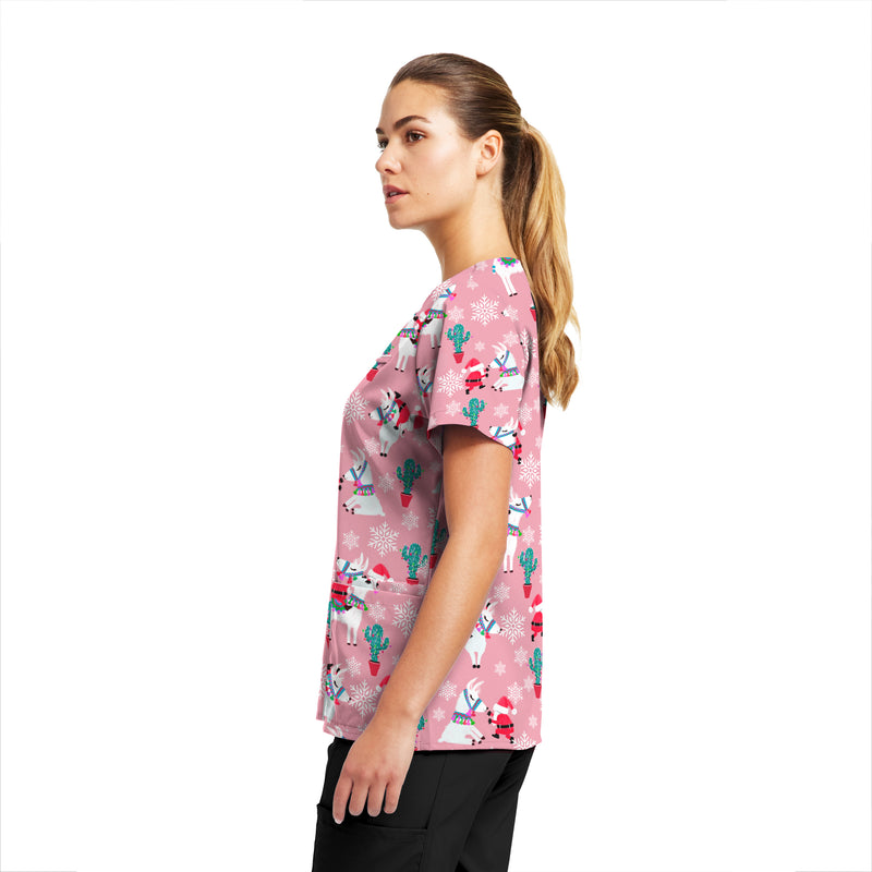 Desert Snow - White Cross Women's Scrub Tops - Side View
