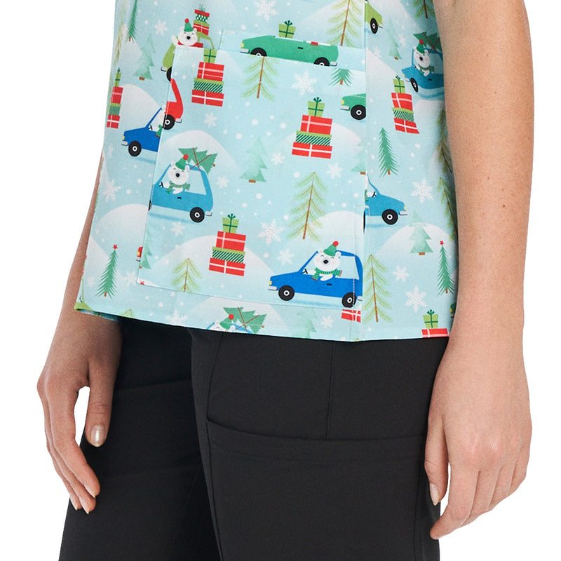 Detail - White Cross Women's Scrub Tops - Front View