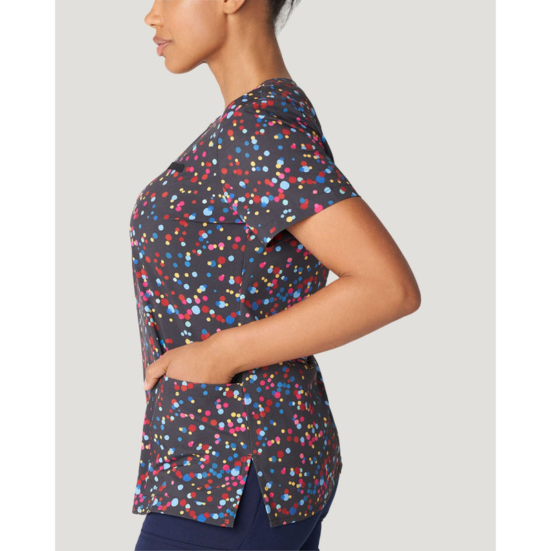 Print: Spkt - White Cross Women's Scrub Tops - Side View
