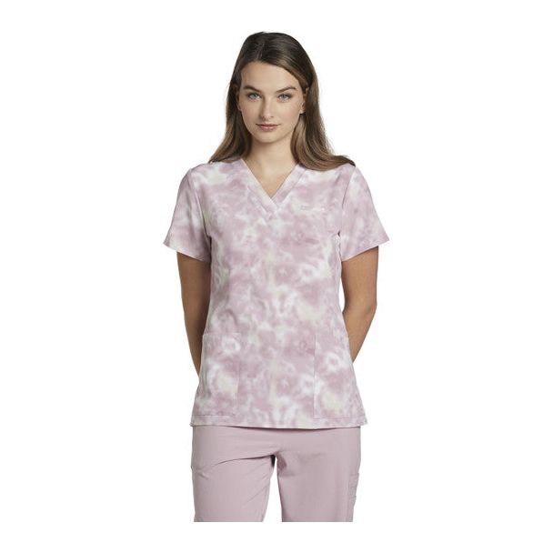 Scrub V-Neck Print WhiteCross Top