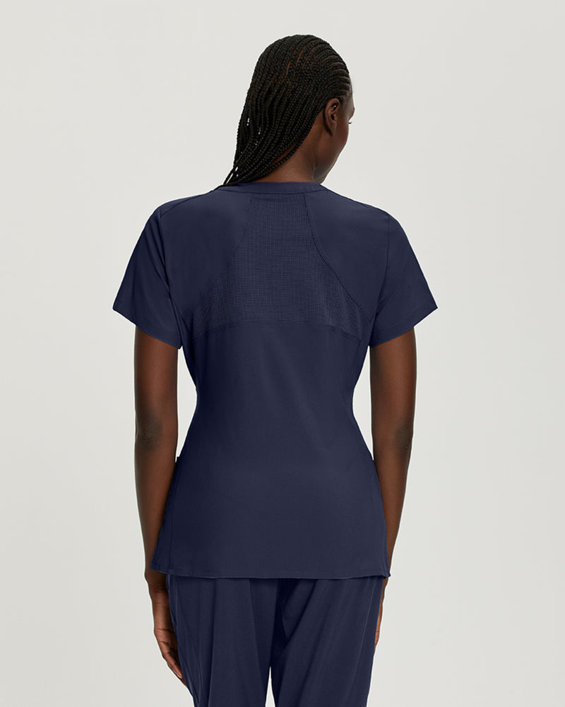 Navy - White Cross FIT Women's 2 Pocket V-Neck Scrub Top for Nursing