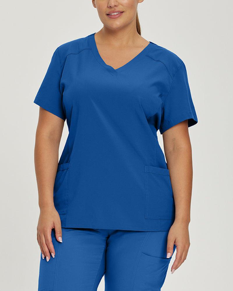 Royal Blue - White Cross FIT Women's 2 Pocket V-Neck Scrub Top for Nursing