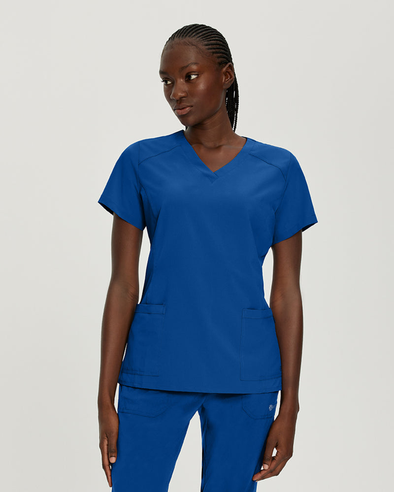 Royal Blue - White Cross FIT Women's 2 Pocket V-Neck Scrub Top for Nursing