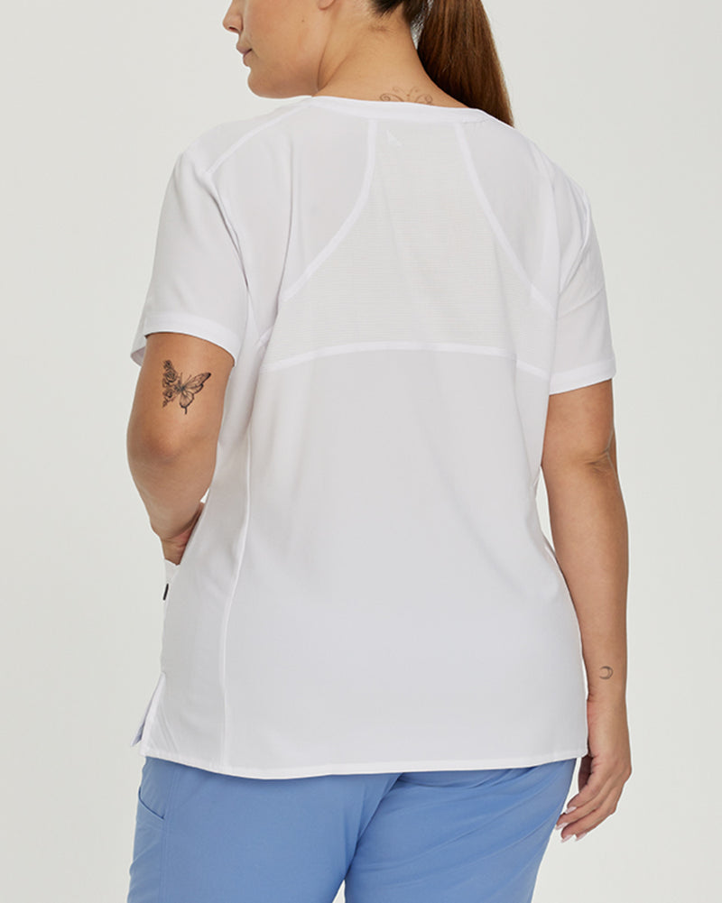 White - White Cross FIT Women's 2 Pocket V-Neck Scrub Top for Nursing