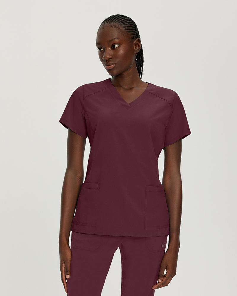 Wine - White Cross FIT Women's 2 Pocket V-Neck Scrub Top for Nursing