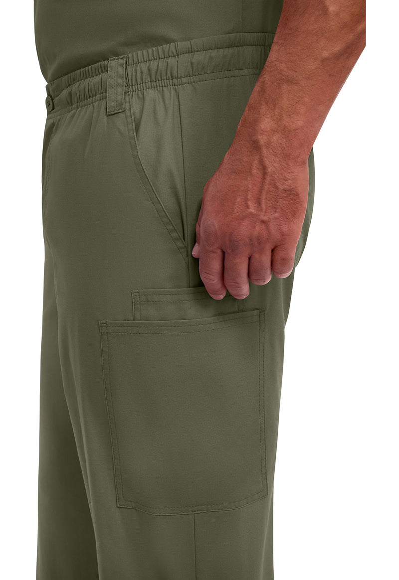 Olive - Men's Zip Fly Pull-On Scrub Pants (View 2)