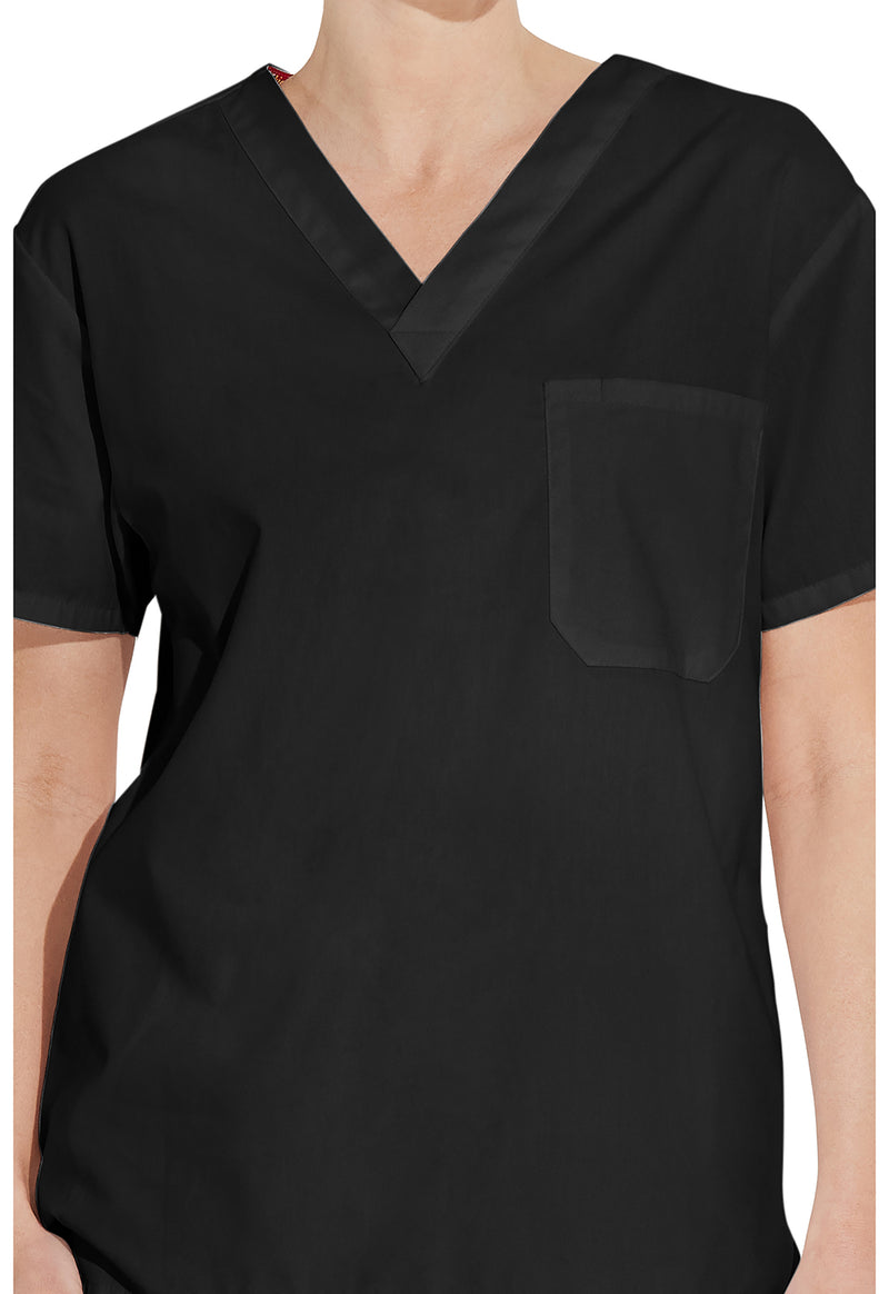 Black - Unisex Tuckable V-Neck Scrub Top (View 2)