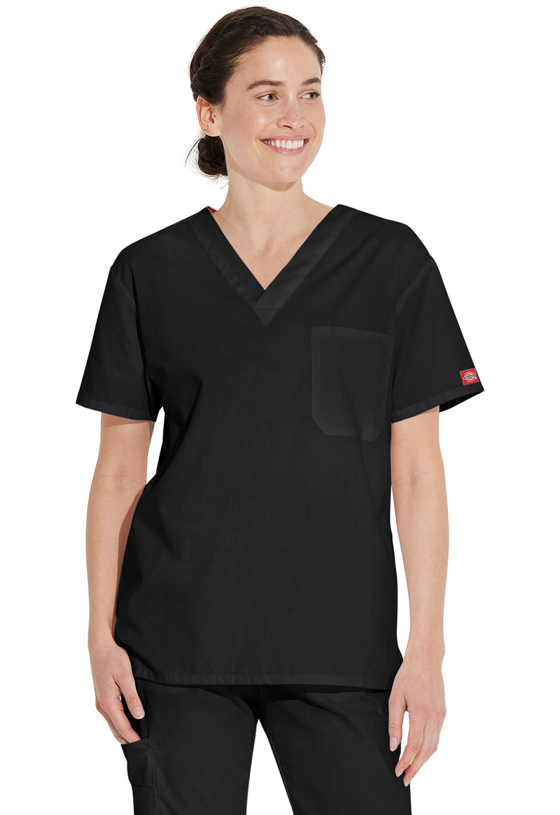 Black - Dickies EDS Signature Unisex Scrub Top - Front View