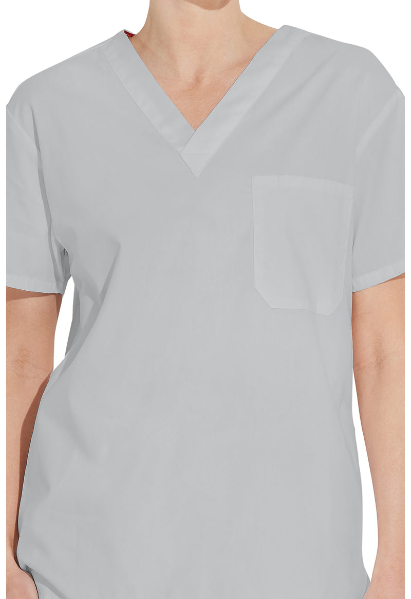 Grey - Unisex Tuckable V-Neck Scrub Top (View 2)