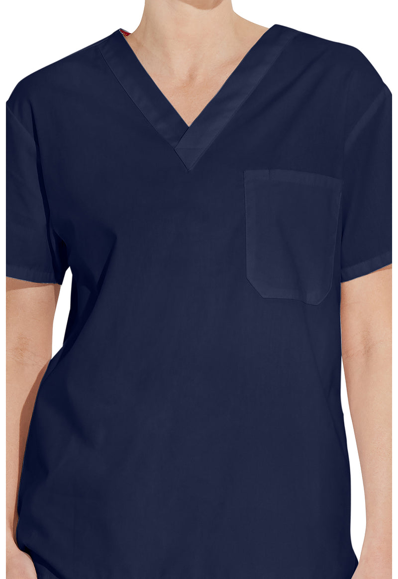 navy - Unisex Tuckable V-Neck Top (View 2)