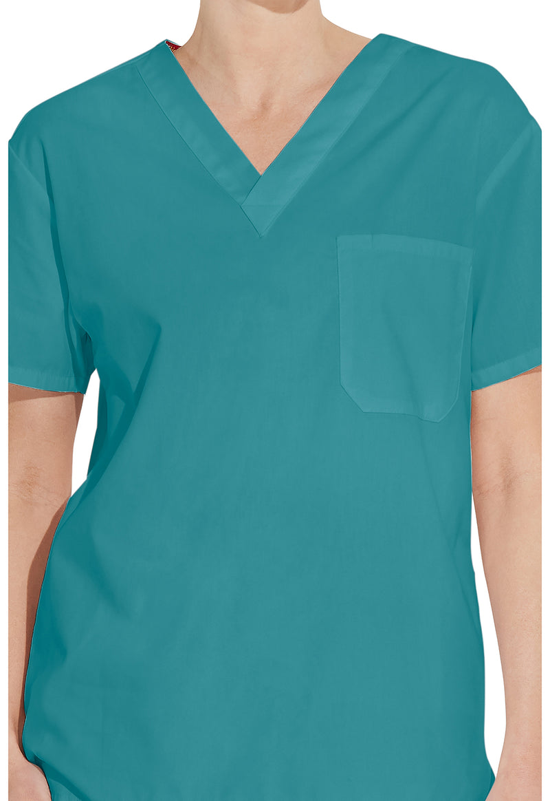 teal blue - Unisex Tuckable V-Neck Top (View 2)