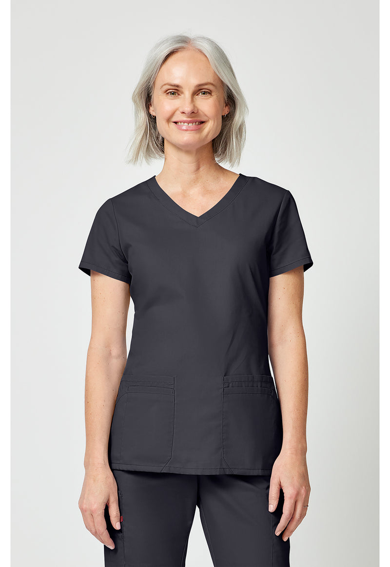 Pewter - Dickies EDS Signature Women Scrub Top - Front View
