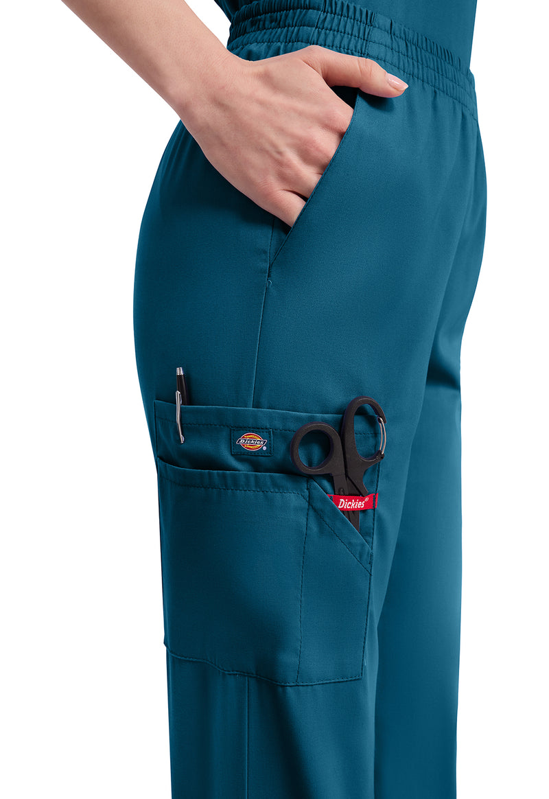 Caribbean Blue - Women's Natural Rise Tapered Leg Pull-On Scrub Pants – Petite (View 2)