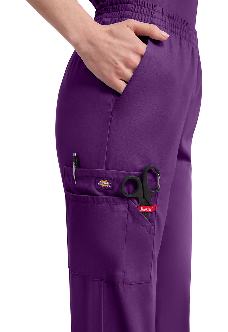 Eggplant - Women's Natural Rise Tapered Leg Pull-On Scrub Pants – Petite (View 2)