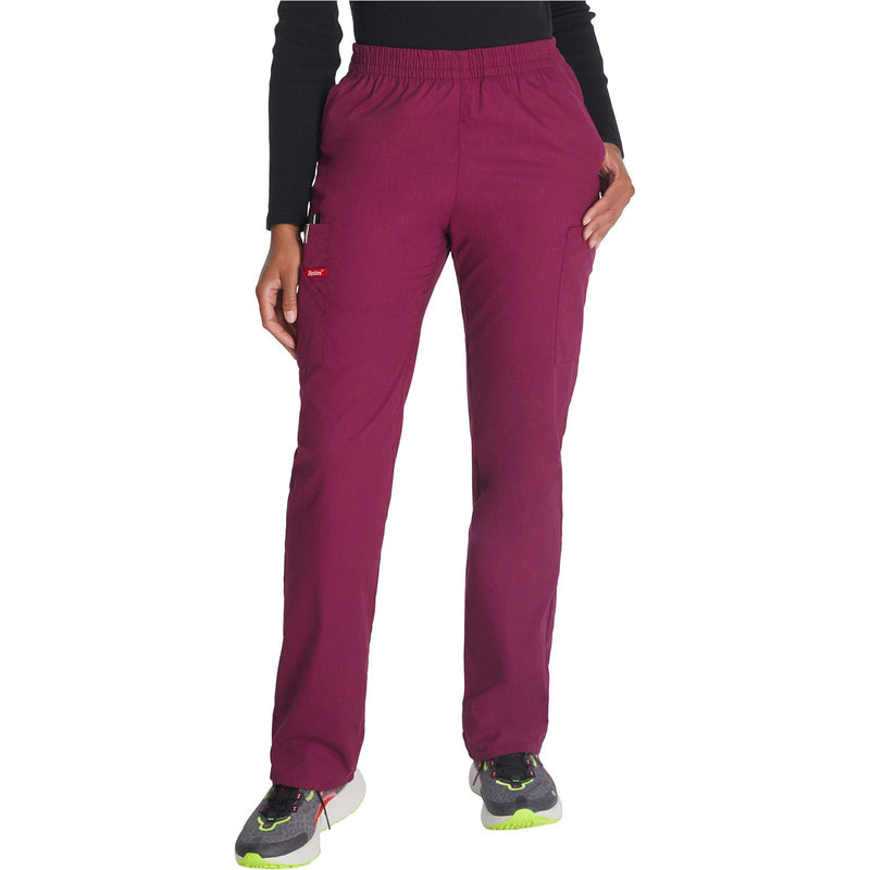 wine - Natural Rise Tapered Leg Pull-On Pant