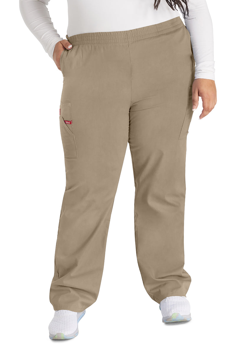 Dark Khaki - Dickies EDS Signature Women Scrub Pants - Front View
