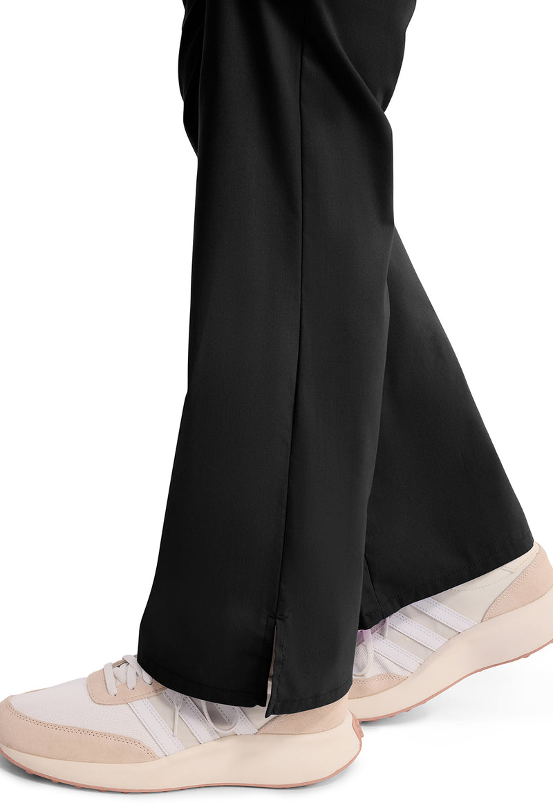 Black - Women's Mid Rise Drawstring Cargo Scrub Pants – Petite (View 3)