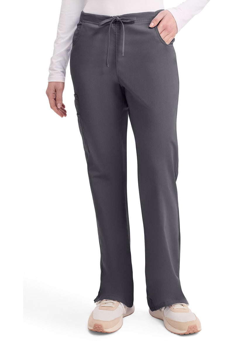 Pewter - Women's Mid Rise Drawstring Cargo Scrub Pants