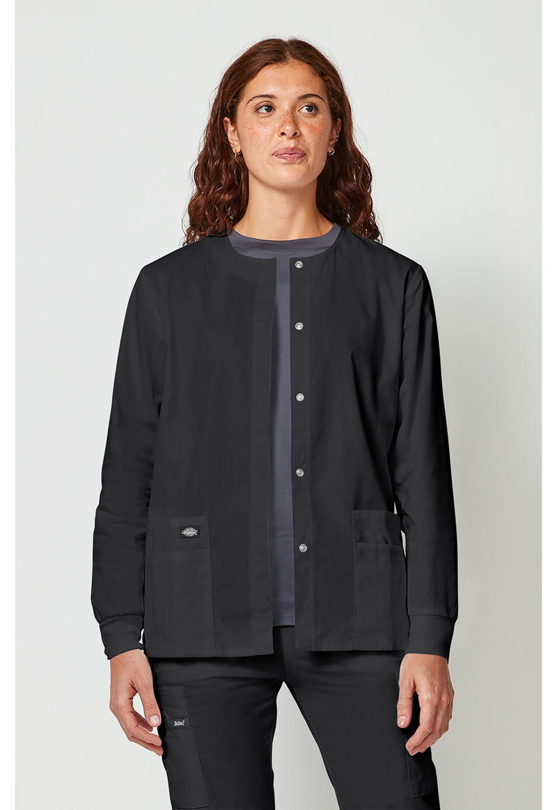 Black - Snap Front Warm-Up Jacket