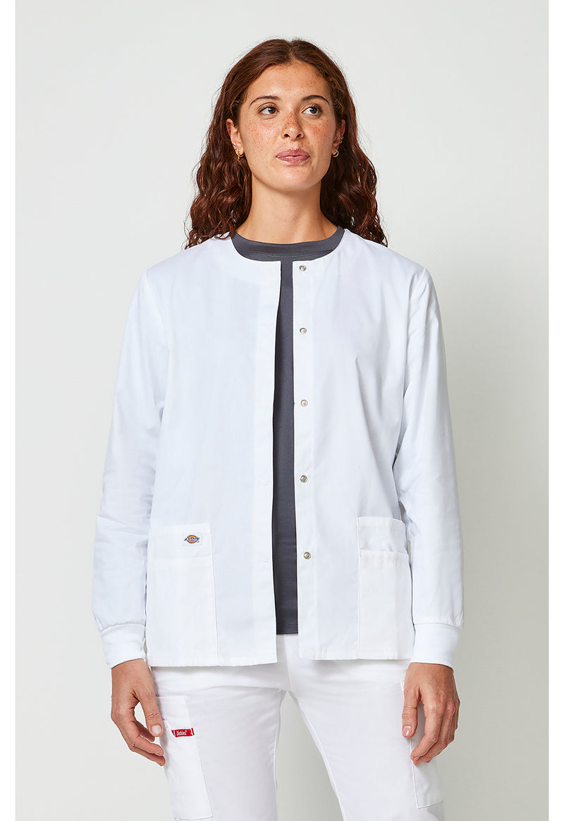 White - Snap Front Warm-Up Jacket