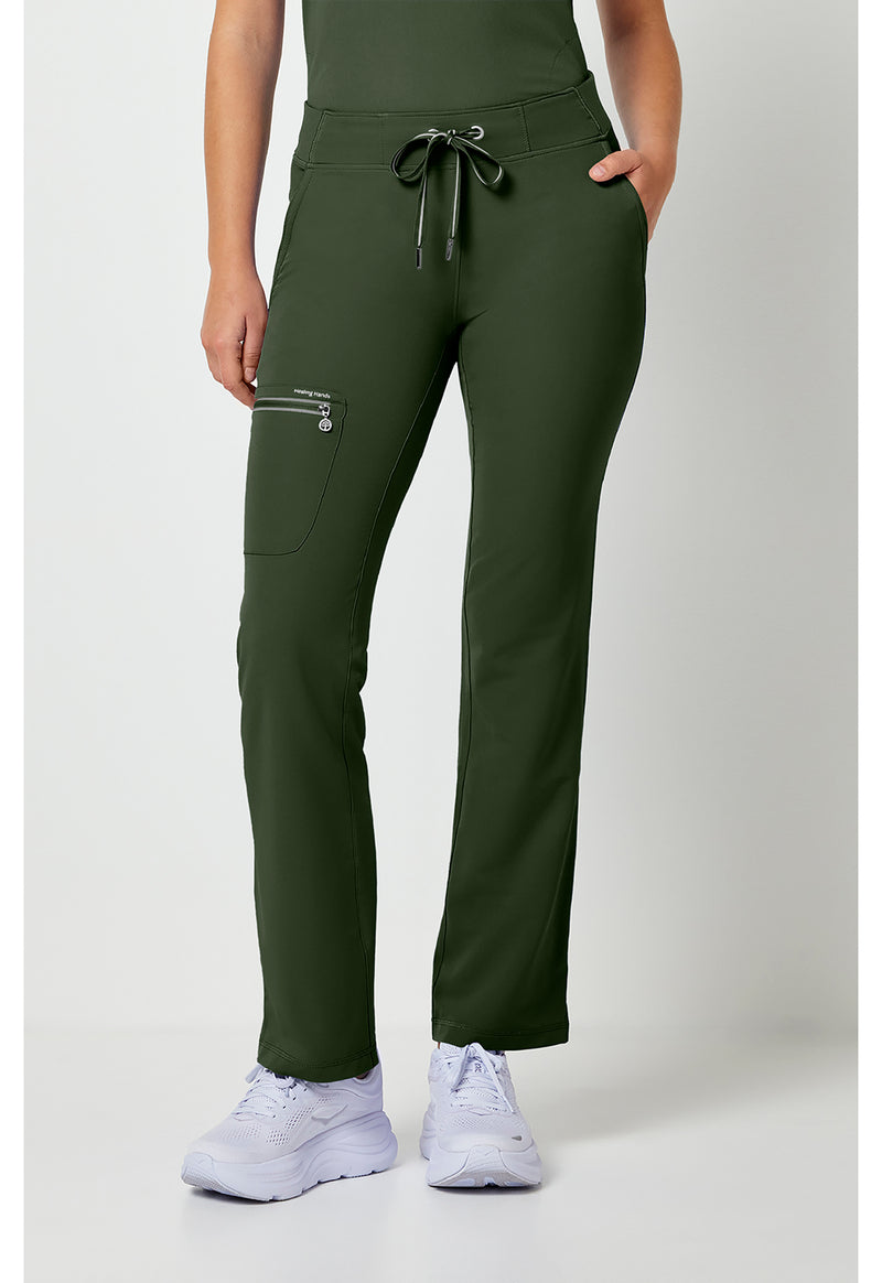 Dark Pine - Healing Hands 360 Women Scrub Pants - Front View