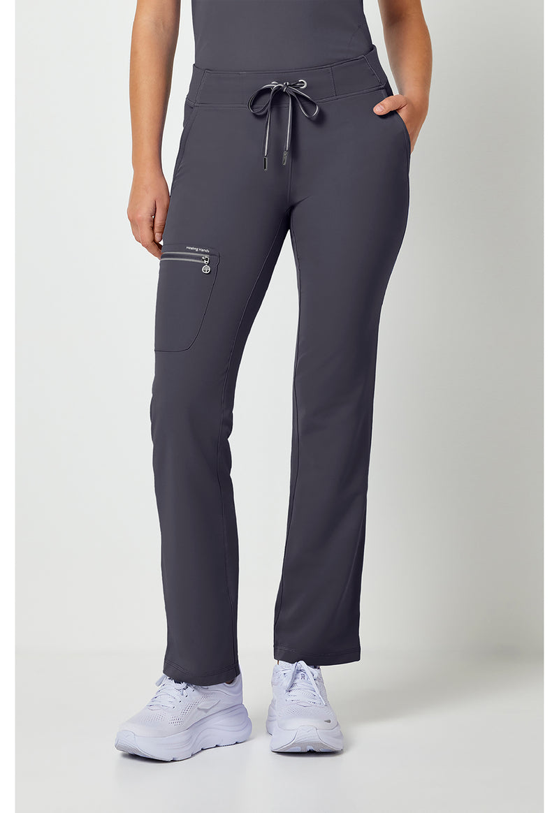 Pewter - Healing Hands 360 Women Scrub Pants - Front View