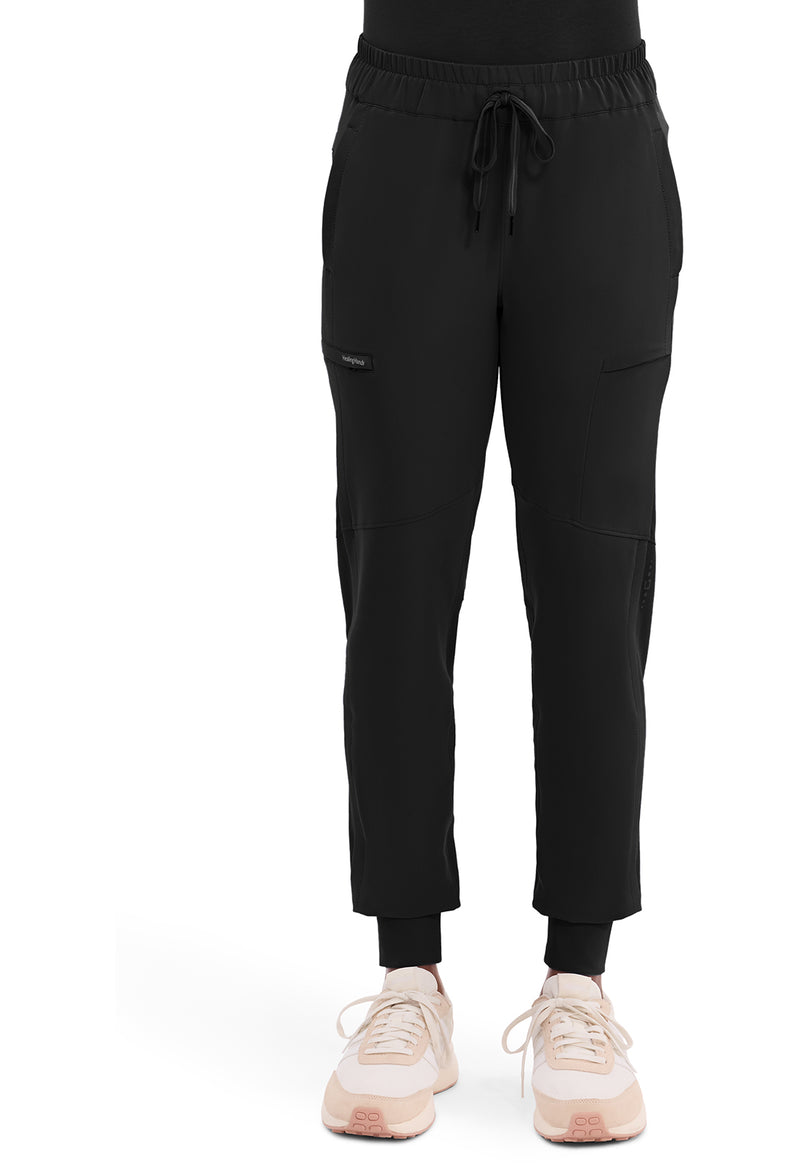 BLACK - Healing Hands 360 Women Scrub Pants - Front View