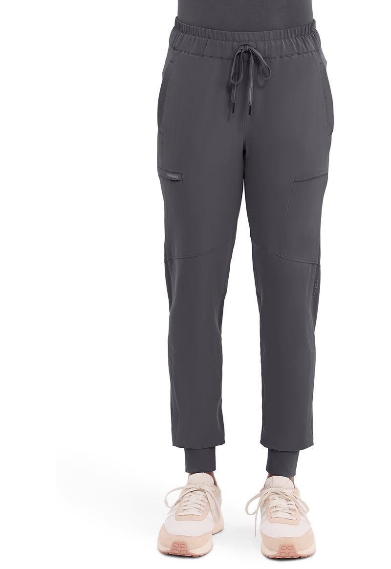 Pewter - Healing Hands 360 Women Scrub Pants - Front View