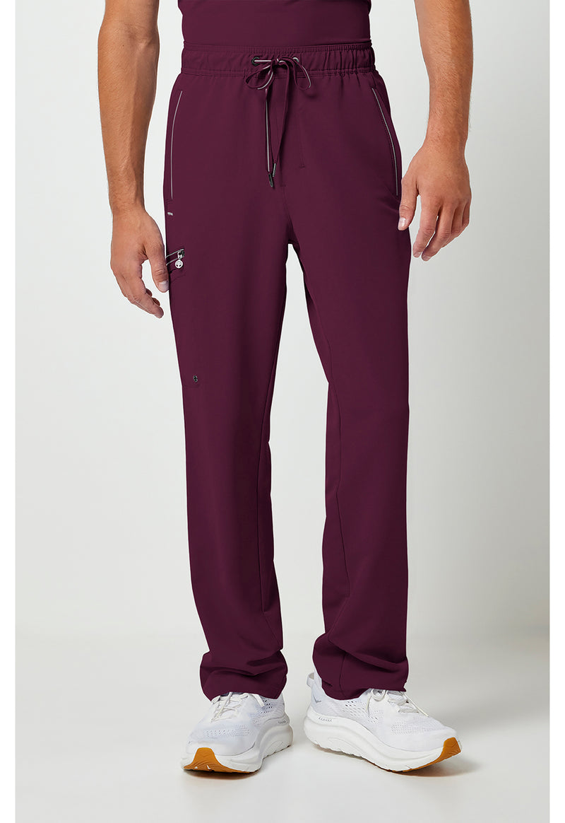 Wine - Healing Hands 360 Men Scrub Pants - Front View