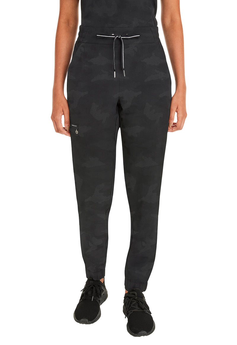 BLACK - Healing Hands Purple Label Jacquard Women Scrub Pants - Front View