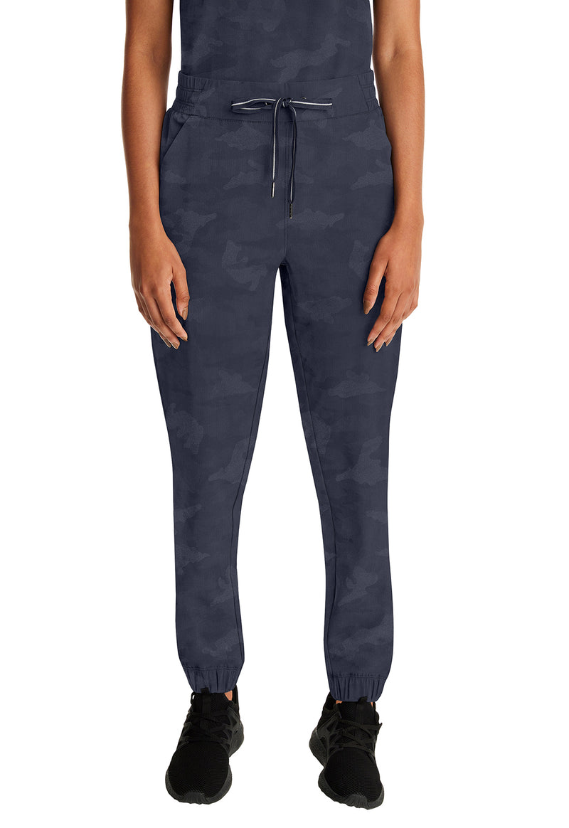 Pewter - Healing Hands Purple Label Jacquard Women Scrub Pants - Front View