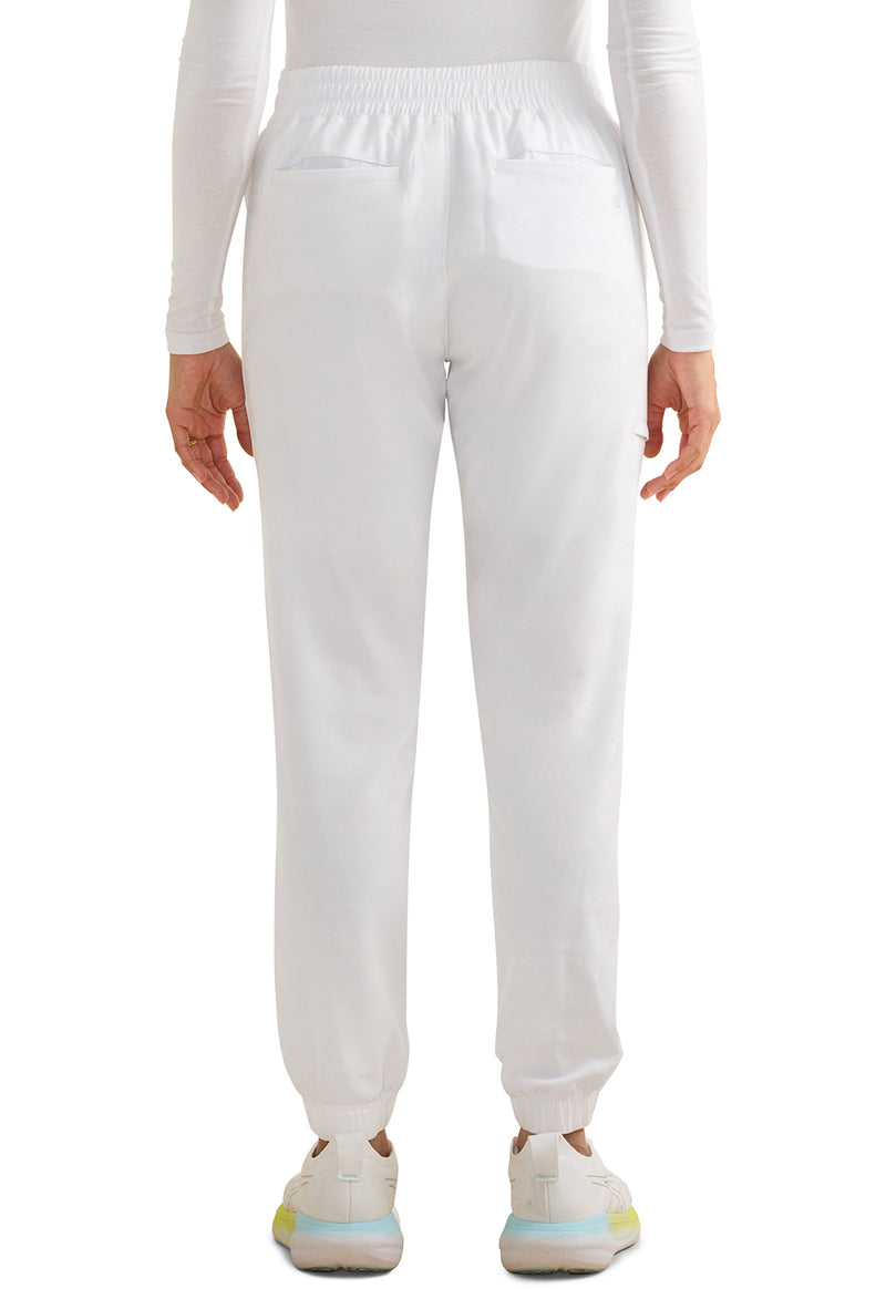 WHITE - Healing Hands Purple Label Jacquard Women Scrub Pants - Back View