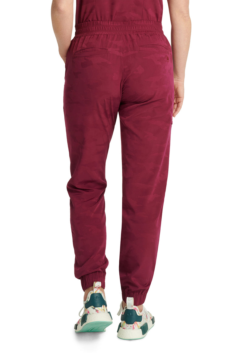 Wine - Healing Hands Purple Label Jacquard Women Scrub Pants - Back View
