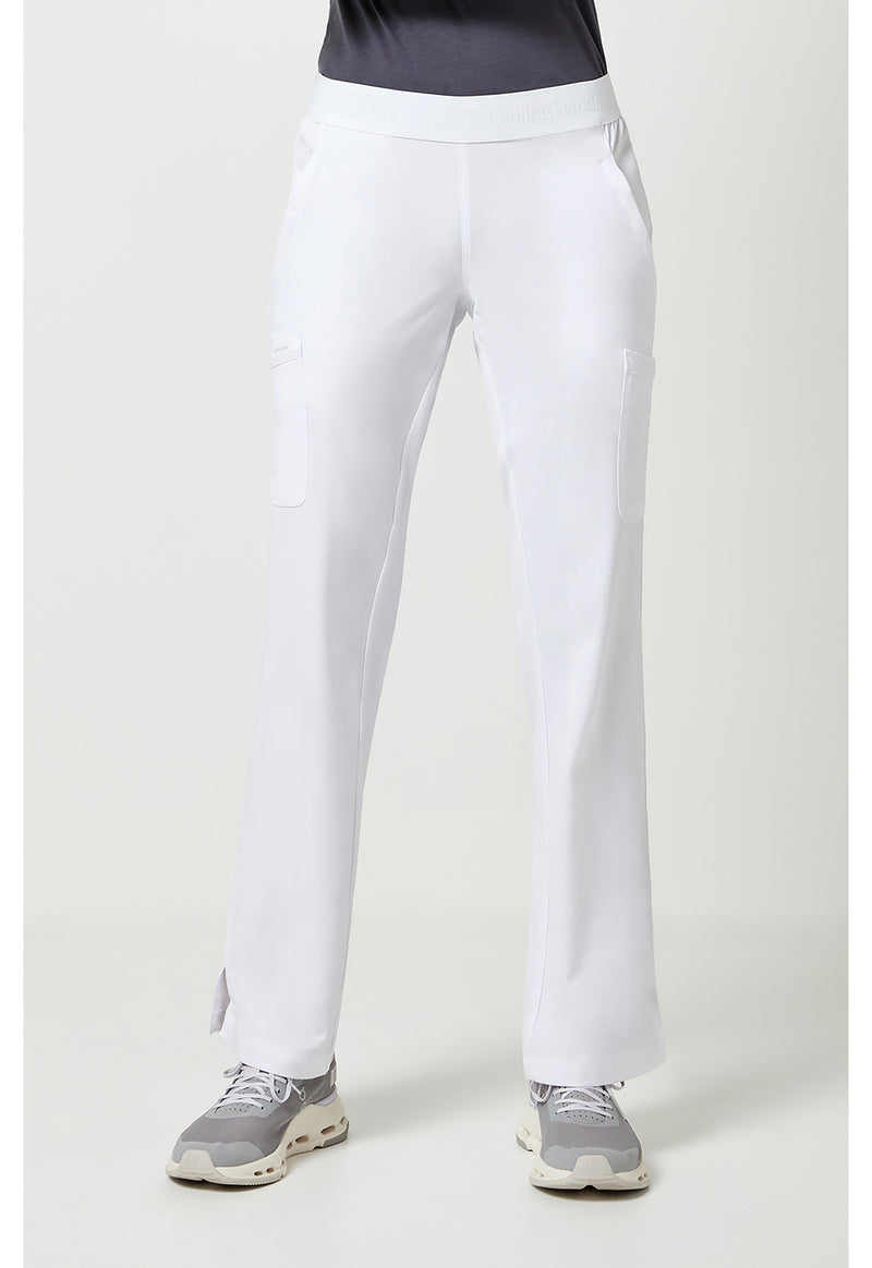 WHITE - Healing Hands Works Women Scrub Pants - Front View