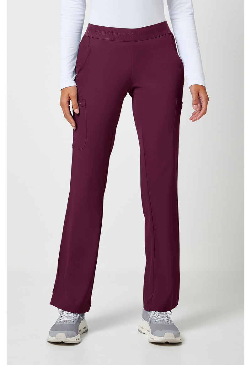 Wine - Healing Hands Works Women Scrub Pants - Front View