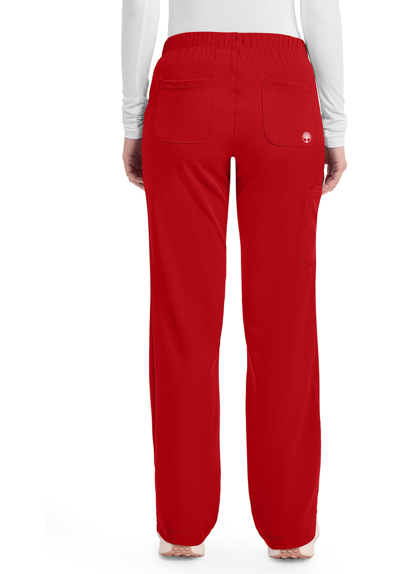 Red - Healing Hands Works Women Scrub Pants - Back View