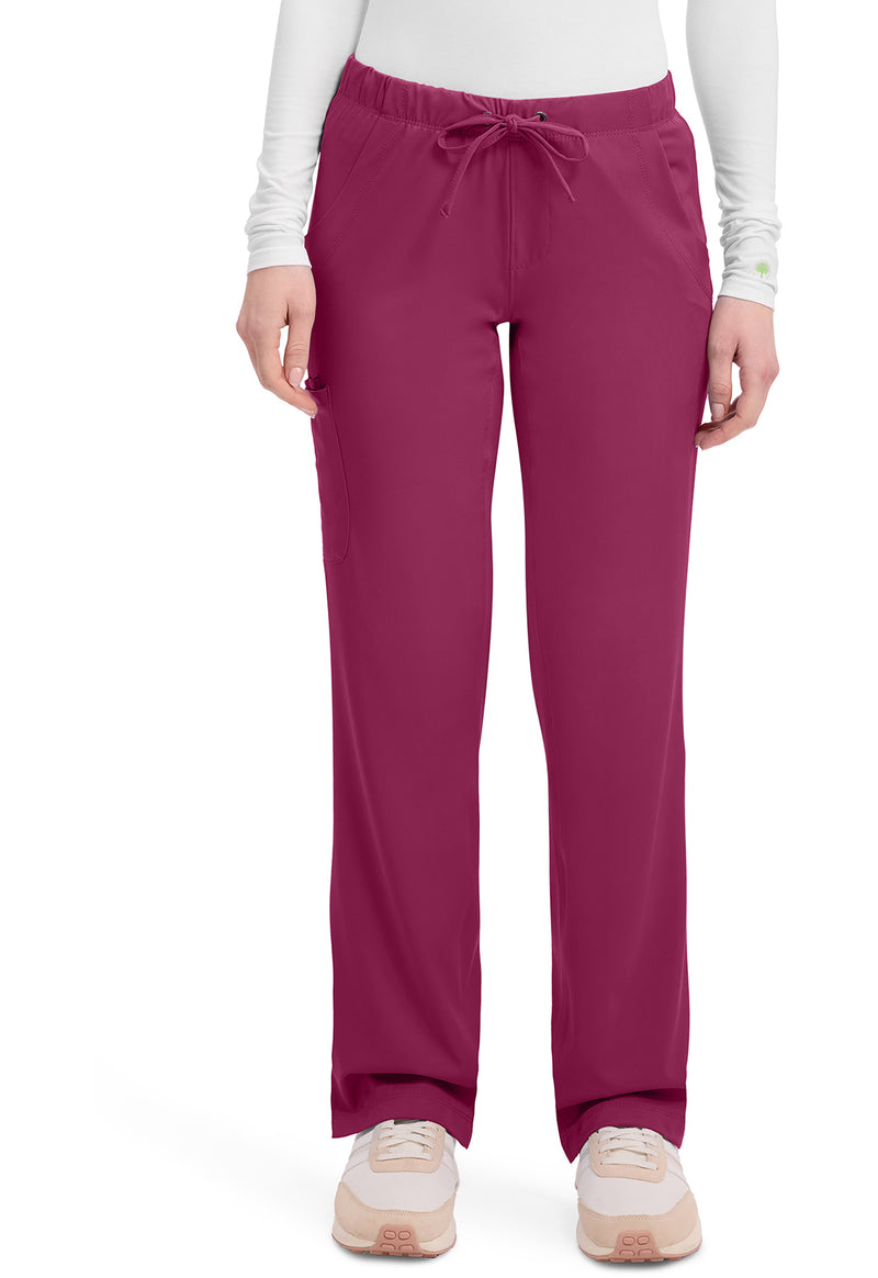 Wine - Healing Hands Works Women Scrub Pants - Front View